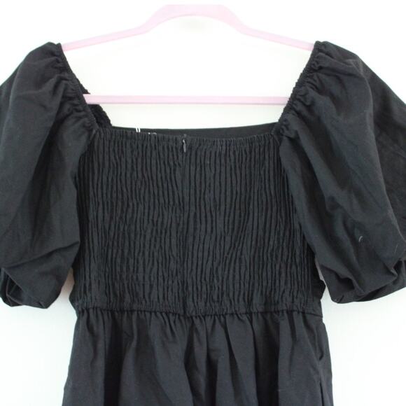 NWT Petal and Pup Linen Blend Square Neck Puff Short Sleeve Mini Dress Black S - Picture 5 of 9